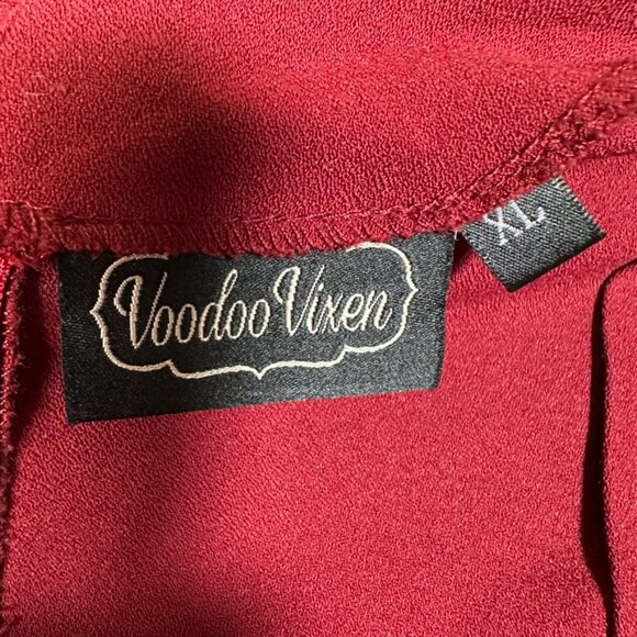 Voodoo Vixen Zoey Wide Leg Jumpsuit Womens XL Maroon Red Holiday Flutter HEMMED - Picture 9 of 16